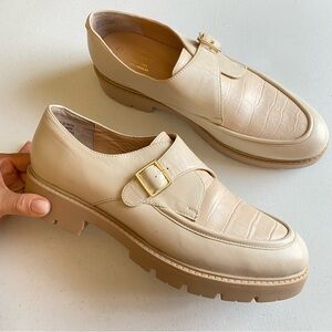 Seychelles Cream Croc-Detail Buckle Loafers